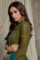 Olive green Silk Palazzo Suits