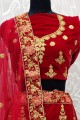 Attractive Velvet Lehenga Choli in Red