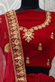 Dashing Velvet Lehenga Choli in Red
