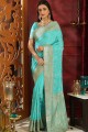 Excellent Turquoise blue Silk saree