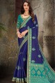 Royal blue blue Jacquard,silk and art silk saree