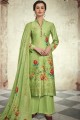 Green Cotton and satin Palazzo Suits