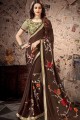 Ethinc Brown Georgette and satin saree