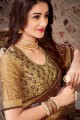 Traditional Brown Georgette and satin saree