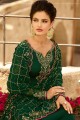 Dark green Georgette and satin Straight Pant Suit