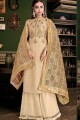 Cream Satin and silk Sharara Suits