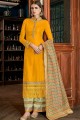 Mustard yellow Art silk Sharara Suits