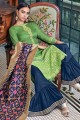 Green Satin and silk Sharara Suits