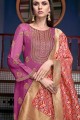 Pink,magenta Satin and silk Sharara Suits