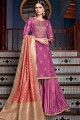 Pink,magenta Satin and silk Sharara Suits