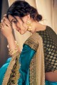 Trendy Blue Satin and silk saree