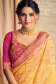 Dazzling Yellow Georgette and silk saree