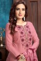 Pink Cotton and satin Patiala Suits