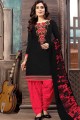 Black Cotton and satin Patiala Suits