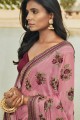 Gorgeous Pink Chiffon and silk saree