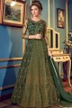 Pine green Net and satin Anarkali Suits
