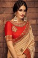 Ravishing Beige Satin and silk saree