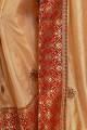 Ravishing Beige Satin and silk saree