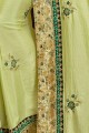 Light green Georgette and silk  saree