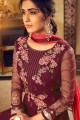 Maroon Georgette Palazzo Suits