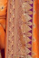 Fashionable Orange Art silk saree
