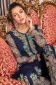 Navy blue Satin and silk Anarkali Suits