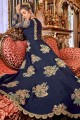 Navy blue Satin and silk Anarkali Suits
