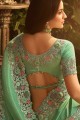 Mint green Net and tissue saree
