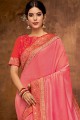 Ravishing Pink Georgette and silk saree