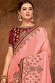 Stylish Pink Georgette and silk saree