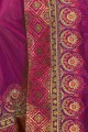 Ethinc Pink,magenta Satin and silk saree