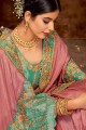 Ethinc Dusty pink Georgette and silk saree
