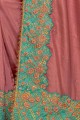Ethinc Dusty pink Georgette and silk saree