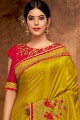 Gold,yellow Georgette and satin saree