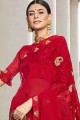 Contemporary Indian Red Georgette saree
