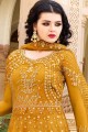 Mustard yellow Net Anarkali Suits
