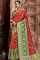 Red,green Art silk  saree