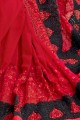 Red,black Georgette saree