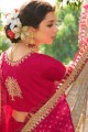 Traditional Rani pink Jacquard and silk saree