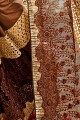 Stunning Brown Net and lycra saree