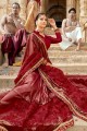 Luring Maroon Net and lycra saree