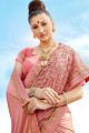 Attractive Baby pink Net and lycra saree