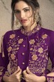 Light purple Taffeta and art silk Gown Dress