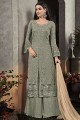 Teal grey Georgette Palazzo Suits
