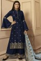 Navy blue Georgette and satin Sharara Suits