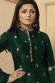 Dark green Georgette and satin Sharara Suits