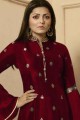 Maroon Georgette and satin Sharara Suits