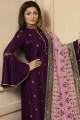 Wine  Georgette and satin Sharara Suits
