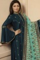 Teal blue Georgette and satin Sharara Suits
