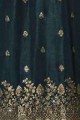 Teal blue Georgette and satin Sharara Suits